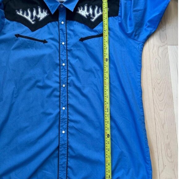 Classic 90s Johnny West western shirt in bold blue with black yoke - Picture 8 of 8